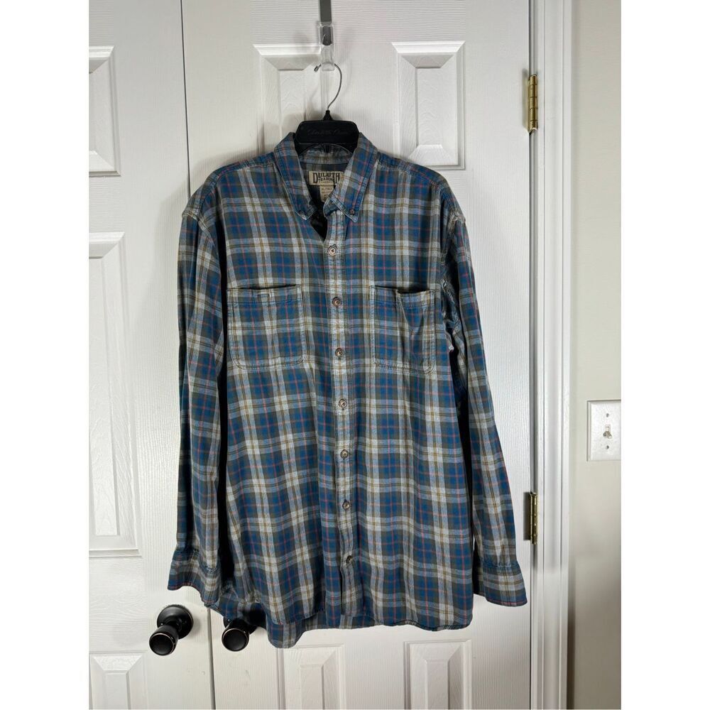Duluth Trading Co Mens Flannel Button Up Shirt Size XL Tall
